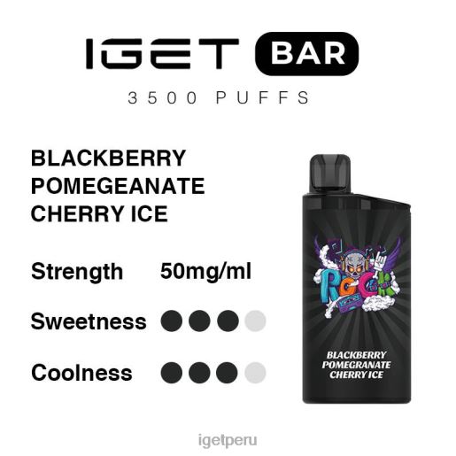 barra IGET bar Amsterdam 3500 inhalaciones JNZBV285 mora granada cereza hielo