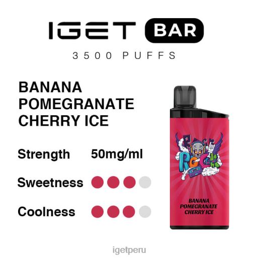 barra IGET bar Amsterdam 3500 inhalaciones JNZBV295 plátano granada cereza hielo
